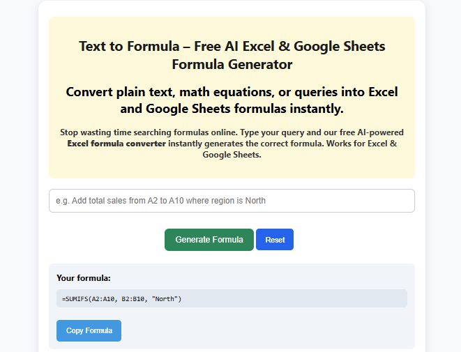 Text to Formula About