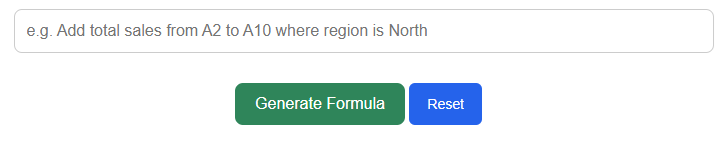 TextToFormula input box where users enter instructions